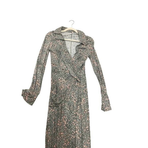 New Free people Shayla wrap midi dress in mint combo print size small - Picture 8 of 10